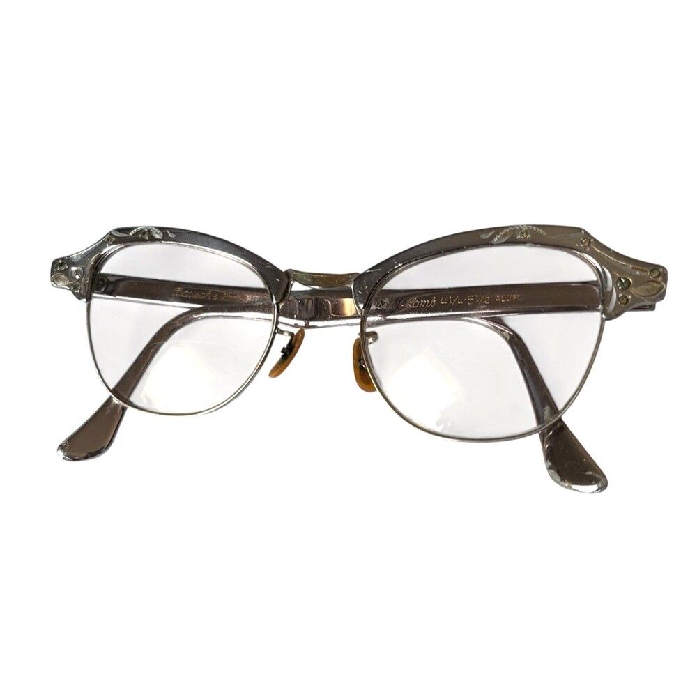Bausch & Lomb Glasses Cat Eye 4-1/4 5-1/2 1/10 12k GF 20 46 Aluminum Pink READ